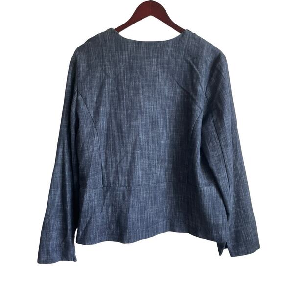JM Collection Women Jacket 14 Blue Chambray Soft Denim Decorative Trim Blazer - Picture 3 of 12